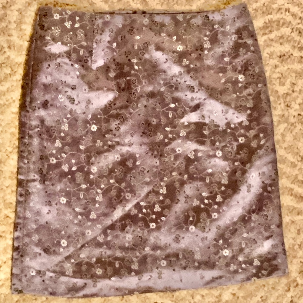 80’s Polly Flinders HEIRLOOMS label lined silver metallic embroidered skirt